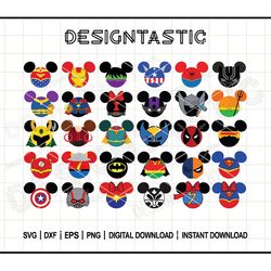 superhero mouse ears svg bundle | avengers, spiderman, batman, justice league cut files for cricut & silhouette