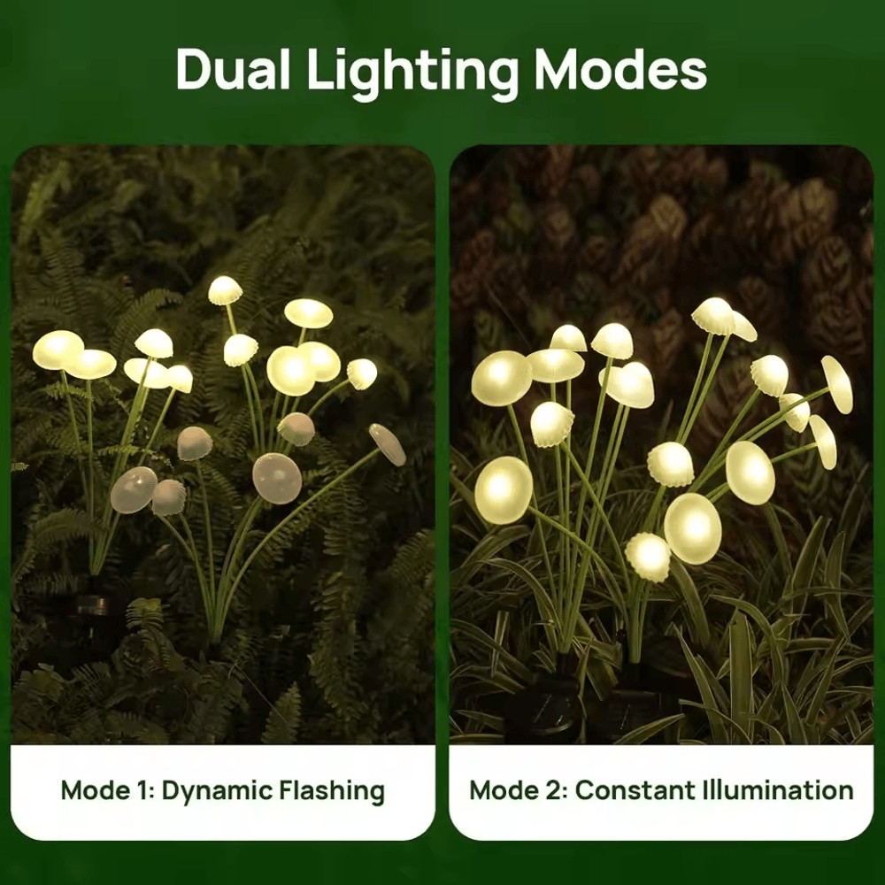 Solar Garden Mushroom Lights Dual Mode LED Waterproof Outdoor Decor For Pathway Yard And Patio Ambi 2