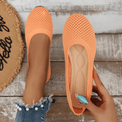 womens round toe knitted slip on ballet flats casual breathable loafers