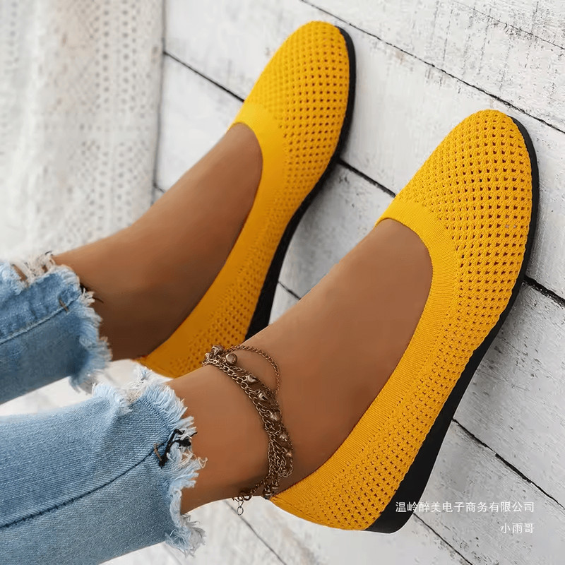 Womens Round Toe Knitted Slip On Ballet Flats Casual Breathable Loafers 3