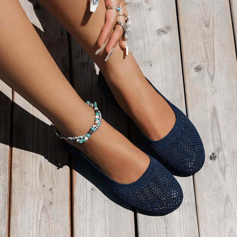 Womens Round Toe Knitted Slip On Ballet Flats Casual Breathable Loafers 7