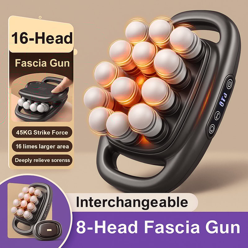 16Head HighFrequency Percussion Massage Gun Deep Tissue Muscle Massager For FullBody Relief 2