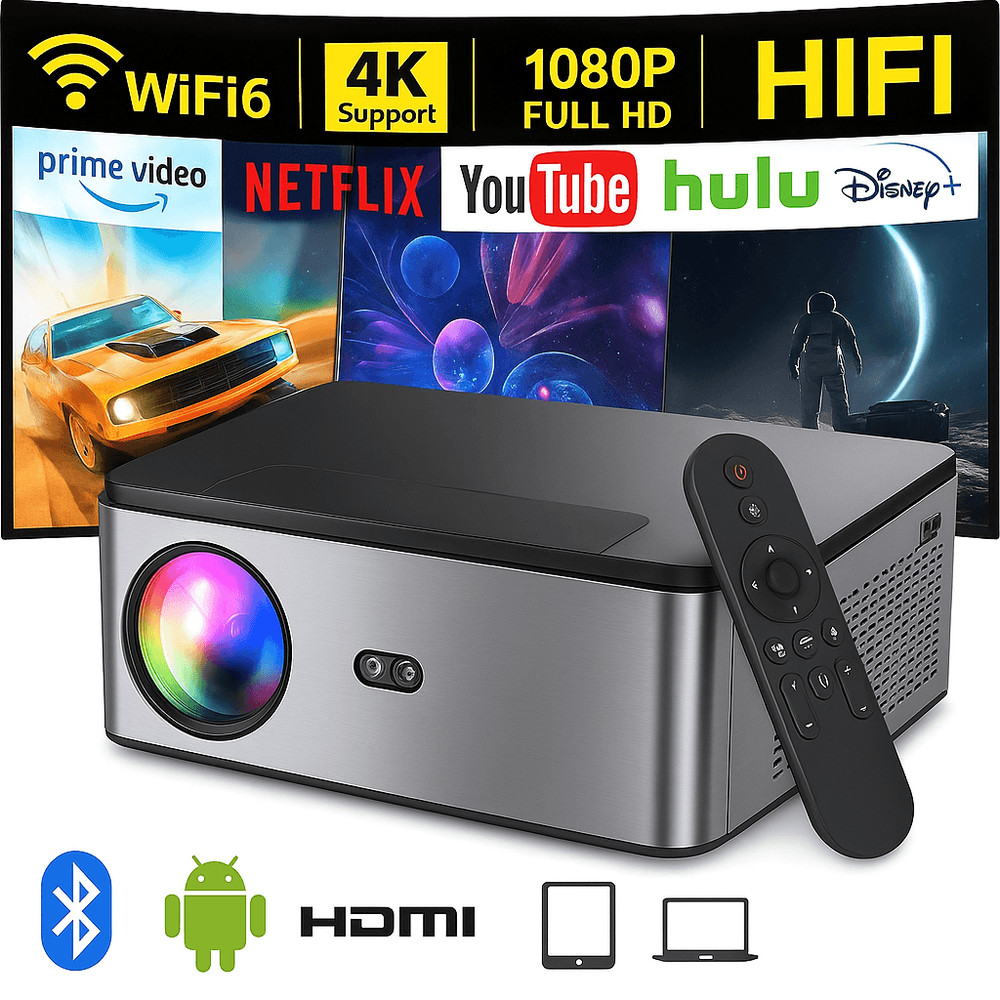 UltraBright 26000 Lumen 4K Smart Projector With 8K Decoding Auto Focus  5G WiFi 0