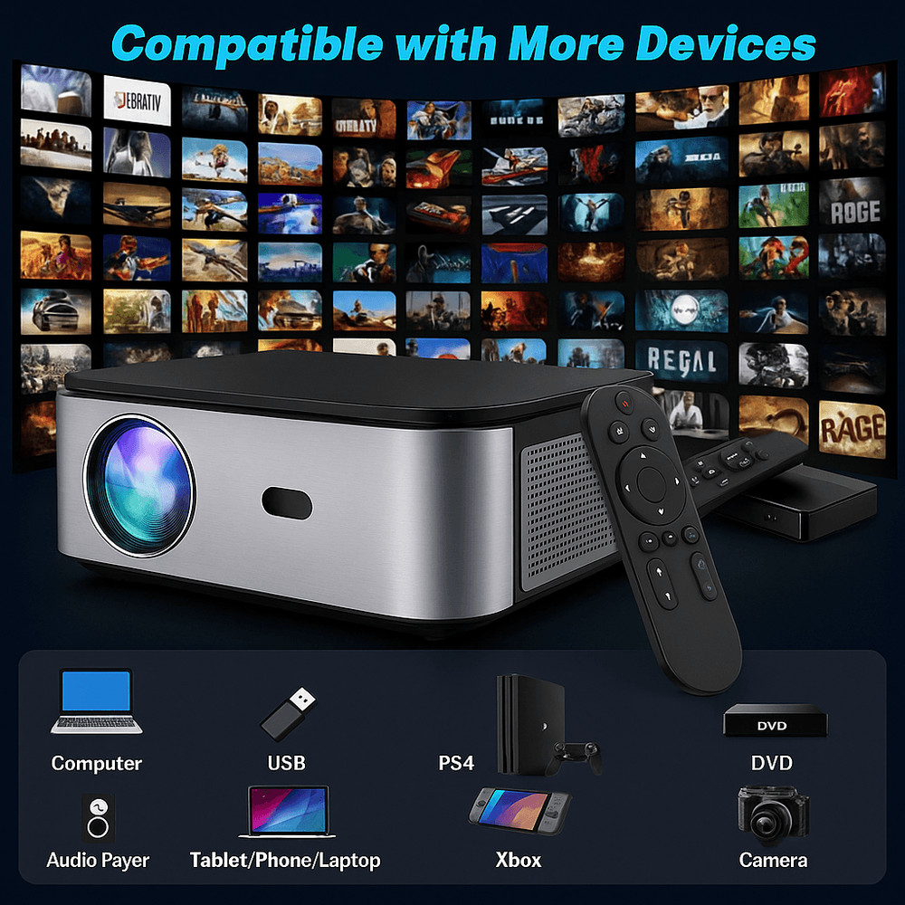 UltraBright 26000 Lumen 4K Smart Projector With 8K Decoding Auto Focus  5G WiFi 3