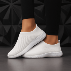women's lightweight mesh slip-on sneakers – breathable, low-top walking & running shoes