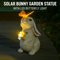 Solar Bunny Garden Statue With LED Butterfly Light Resin Rabbit Figurine For Outdoor Decor 0