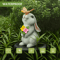 Solar Bunny Garden Statue With LED Butterfly Light Resin Rabbit Figurine For Outdoor Decor 2