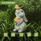 Solar Bunny Garden Statue With LED Butterfly Light Resin Rabbit Figurine For Outdoor Decor 2