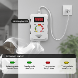 2-in-1 natural gas & carbon monoxide detector plug in combustible gas leak monitor with digital display