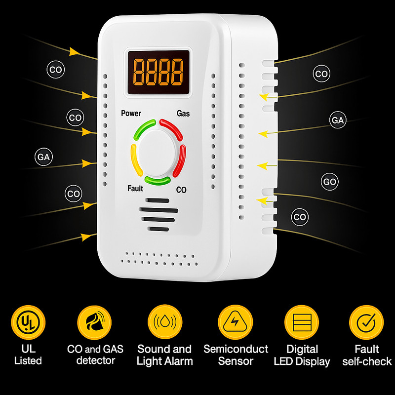 2in1 Natural Gas  Carbon Monoxide Detector Plug In Combustible Gas Leak Monitor With Digital Displa 4