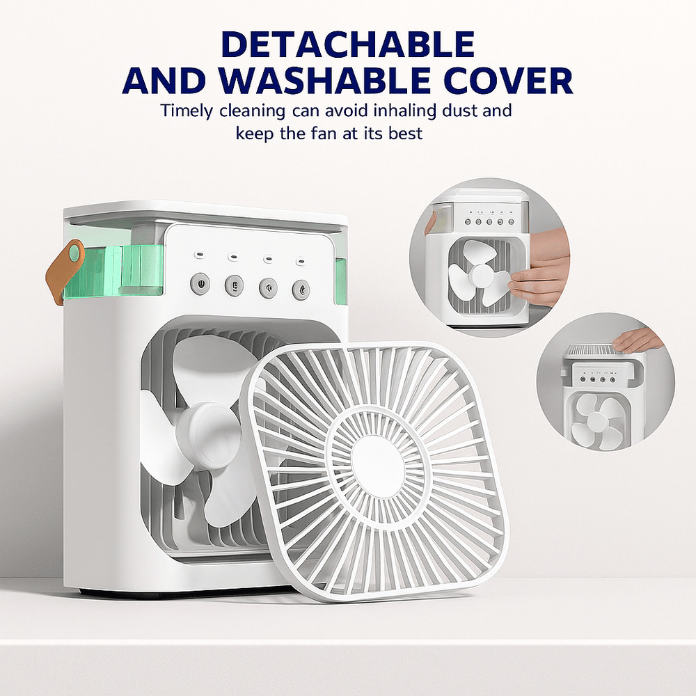 3in1 Portable Air Cooler With LED Night Light And Humidifier  Compact Cooling Solution For Home And 3