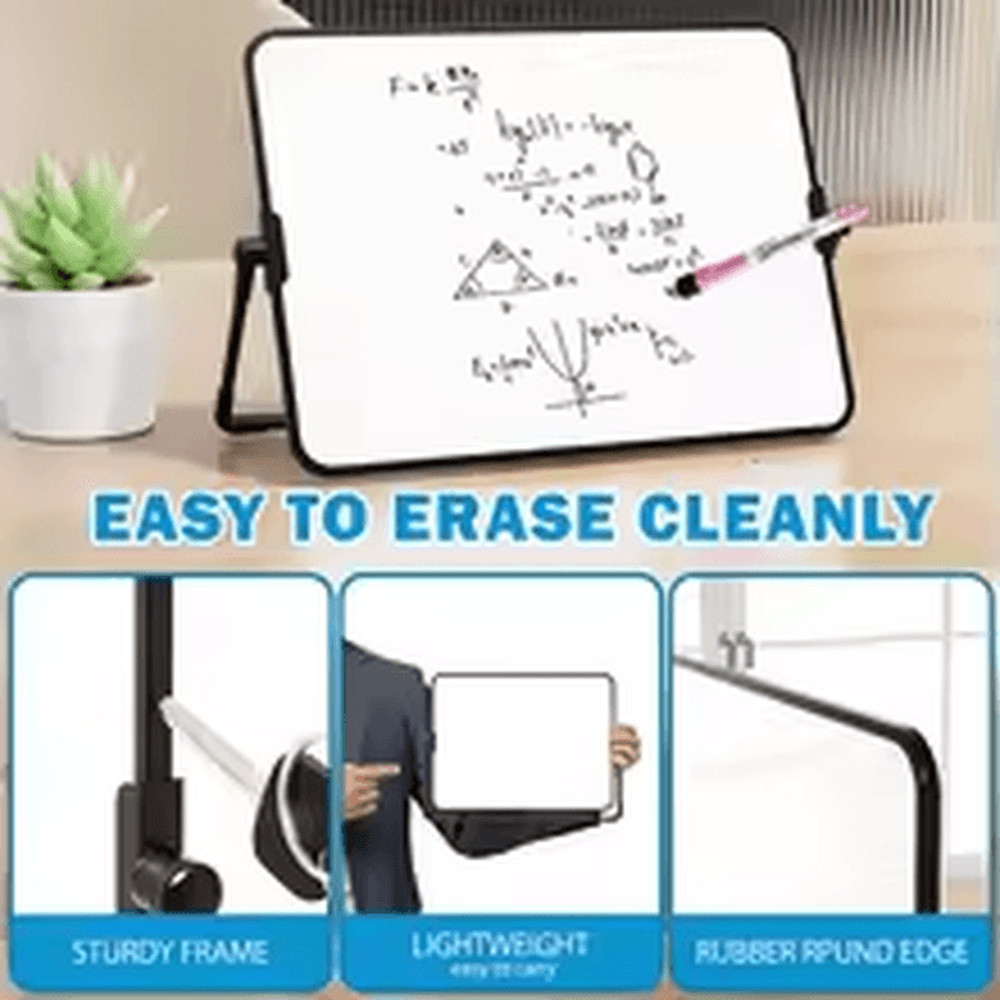 Portable Dry Erase Whiteboard With Stand A3A4 Sizes For Desk Classroom  Presentations 3