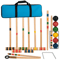 6Player Wooden Croquet Set With Carrying Case  Backyard Lawn Game 1