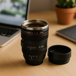 camera lens travel coffee mug stainless steel thermos cup for photographer