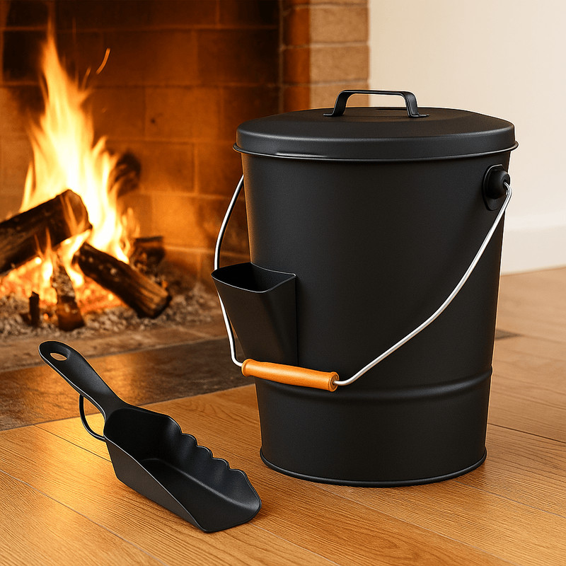 Gallon 13Inch Steel Ash Bucket With Shovel 475 High Fireplace And Stove Accessory 1