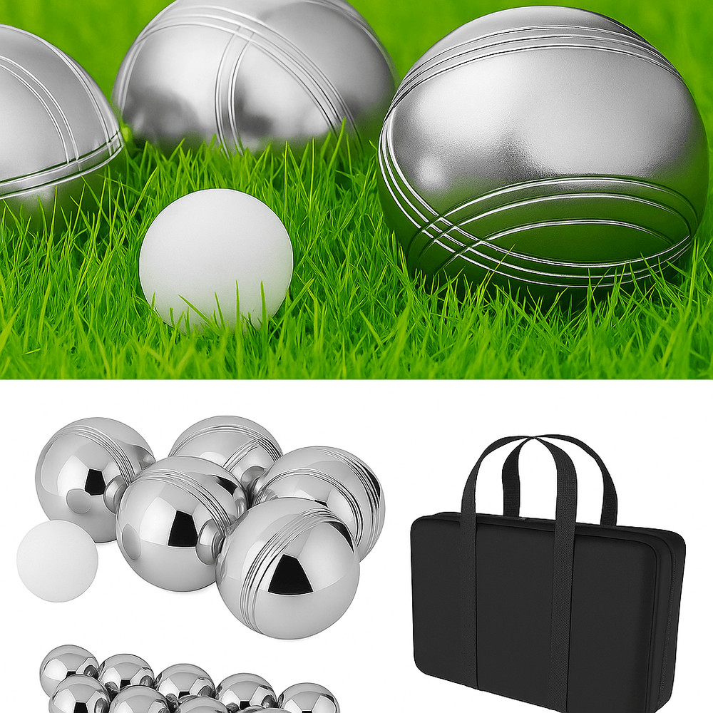 Petanque Boules Set  8 Steel Tossing Balls With Carrying Case For Backyard Bocce Games 3