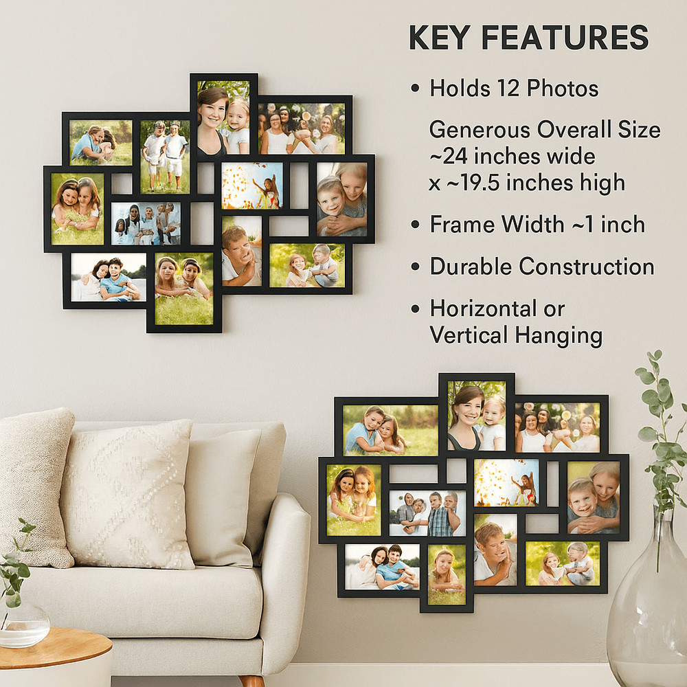 12Opening Collage Picture Frame Wall Hanging Display For 4x6 Photos 0