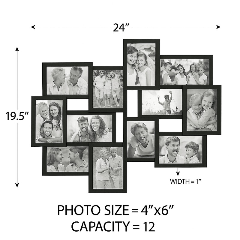 12Opening Collage Picture Frame Wall Hanging Display For 4x6 Photos 3
