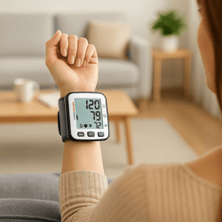 automatic one-touch wrist blood pressure and pulse monitor with case
