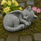 Pet Cat Memorial Sleeping Kitten Statue With Angel Wings Grave Marker Keepsake 2
