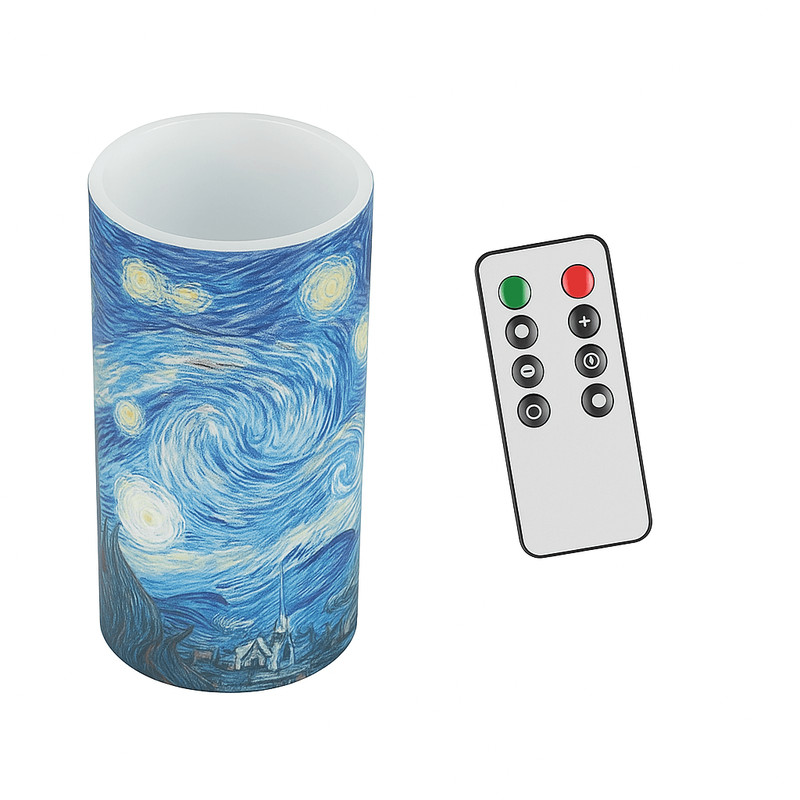 Starry Night Flameless LED Candle With Remote Artful Ambiance Safe Glow  Calming Scent 2