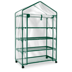 63" 4-tier mini greenhouse with rust-resistant frame and pvc cover