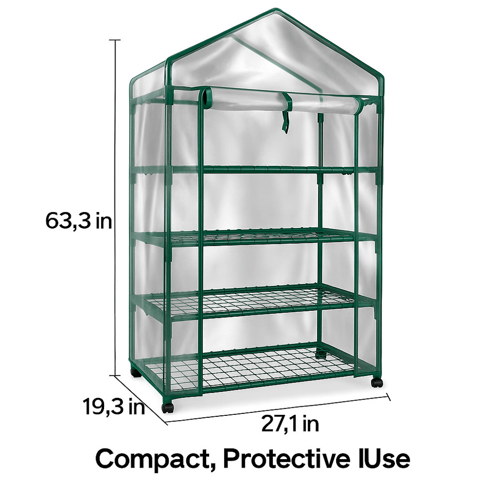 63 4Tier Mini Greenhouse With RustResistant Frame And PVC Cover 2