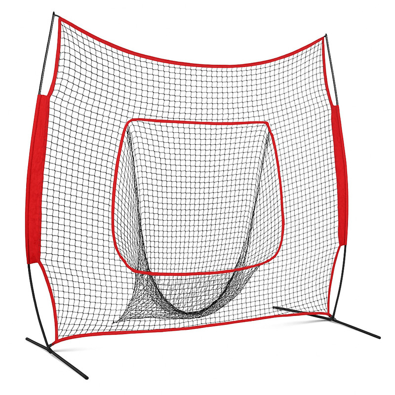 84 X 84 In Softball  Baseball Practice Net Portable Hitting  Pitching Trainer With Bow Frame And Ca 3