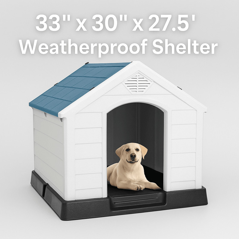 33 X 30 X 275 In Outdoor Plastic Dog House Weather Resistant Shelter For Small To Medium Dogs 1