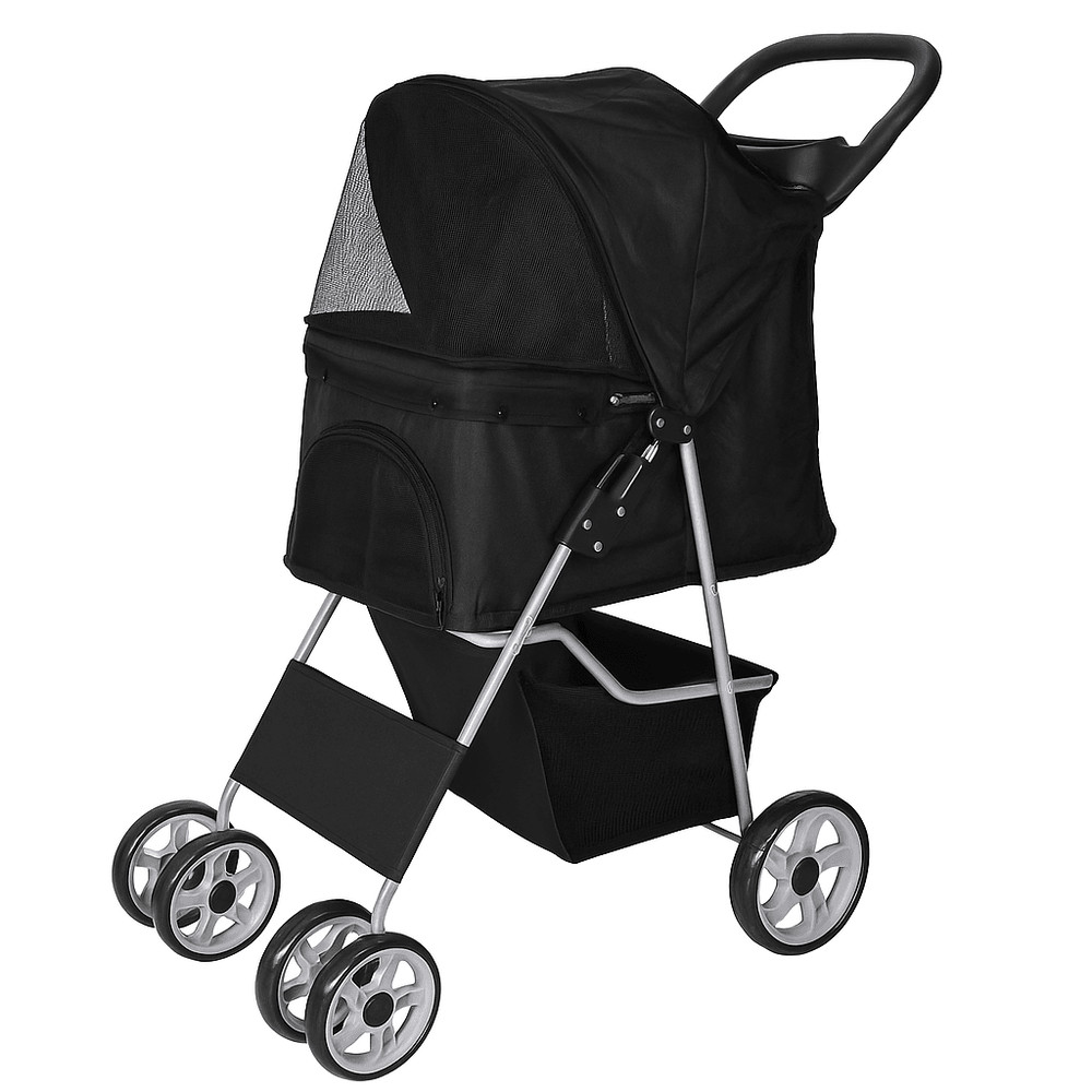 Foldable 4Wheel Pet Stroller With Cup Holder Lightweight Travel Carrier For Small Dogs  Cats 6