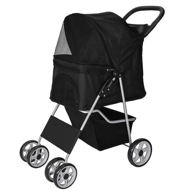 Foldable 4Wheel Pet Stroller With Cup Holder Lightweight Travel Carrier For Small Dogs  Cats 6