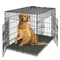 42Inch Folding Metal Dog Crate With Double Doors And LeakProof Tray 0