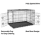 42Inch Folding Metal Dog Crate With Double Doors And LeakProof Tray 4