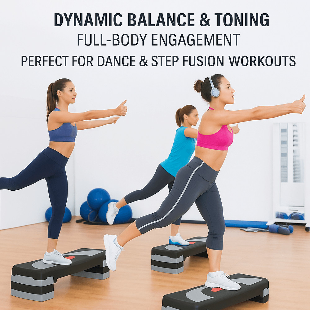 31 In Adjustable Aerobic Step Platform With 4 6 And 8 Risers NonSlip Fitness Stepper For Home Worko 3