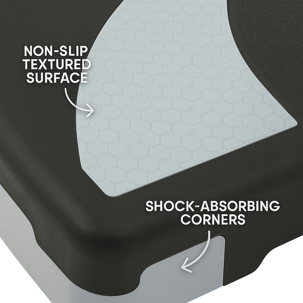 31 In Adjustable Aerobic Step Platform With 4 6 And 8 Risers NonSlip Fitness Stepper For Home Worko 6