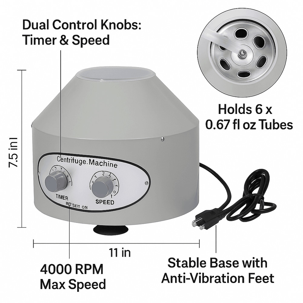 8001 Electric Centrifuge Machine 110V 4000 RPM 6 X 067 Fl Oz Tubes 1