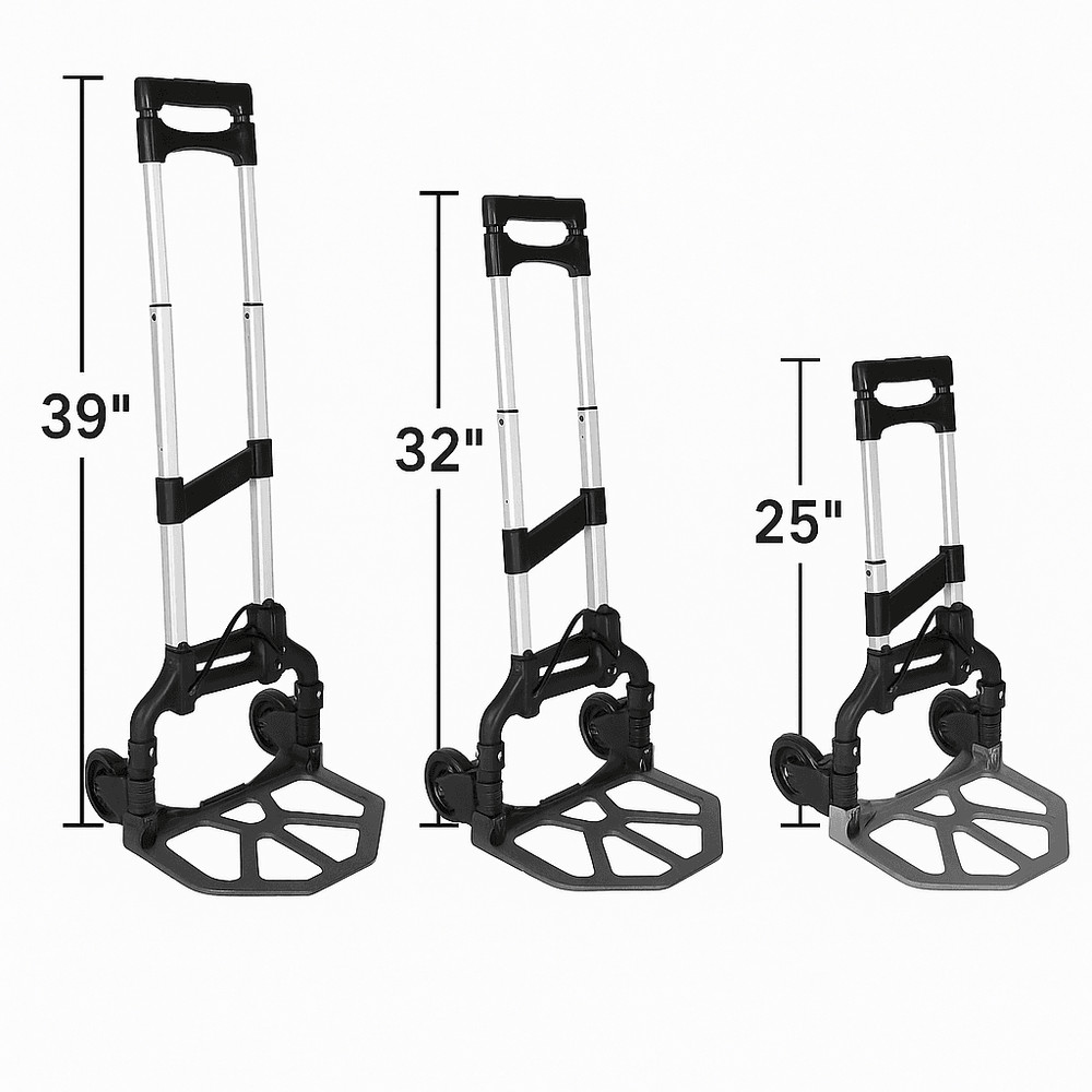 Folding Aluminum Hand Truck 176 Lb Capacity Luggage Trolley With Bungee Cord 0