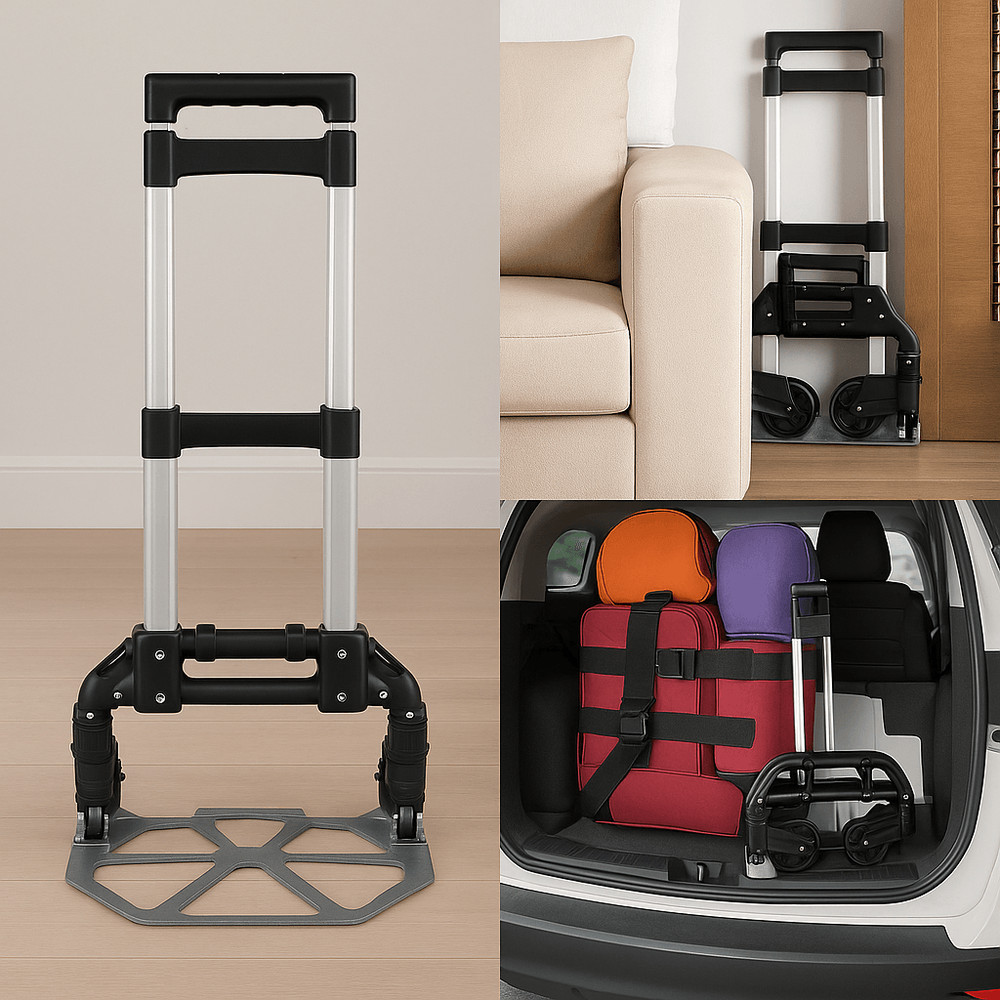 Folding Aluminum Hand Truck 176 Lb Capacity Luggage Trolley With Bungee Cord 1