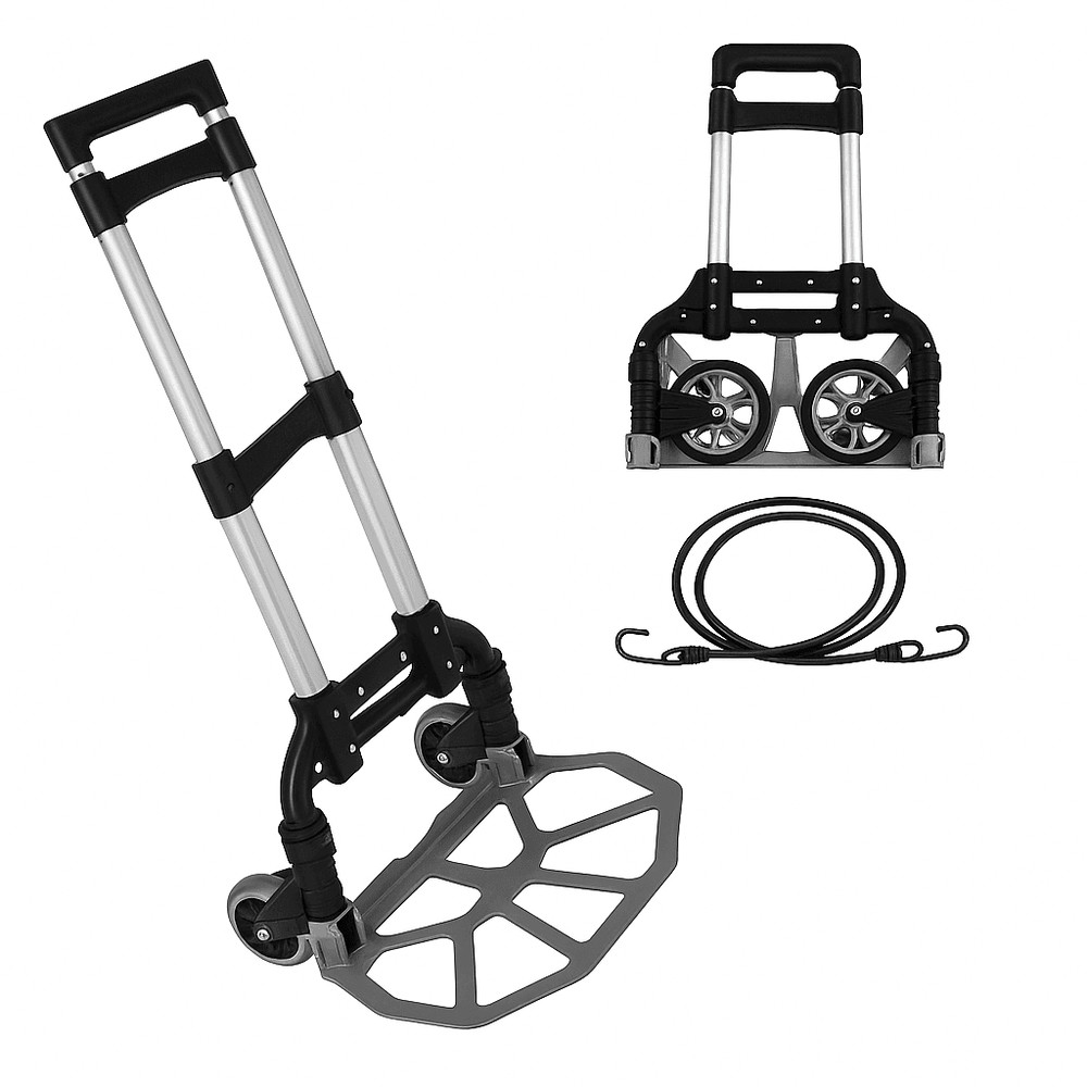 Folding Aluminum Hand Truck 176 Lb Capacity Luggage Trolley With Bungee Cord 2