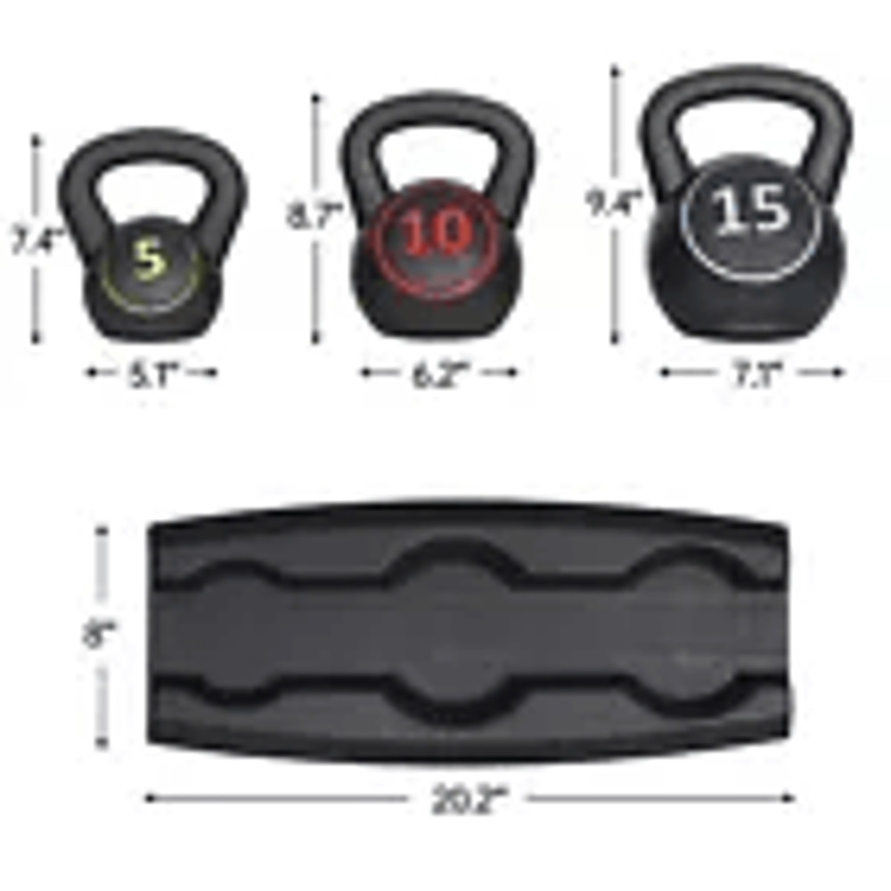 3Piece Kettlebell Set Fitness Strength Training Exercise With Base 8