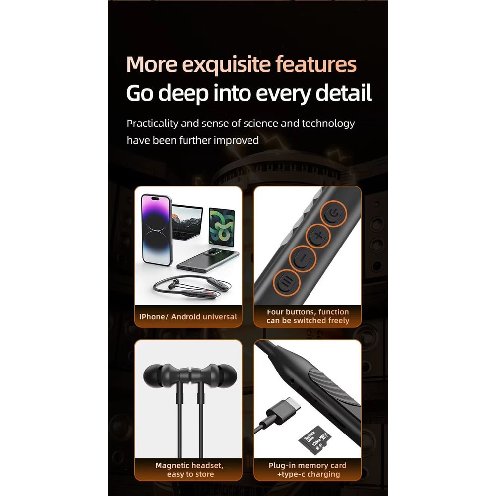 BT8 Wireless Bluetooth Earphones Outdoor Sports Headset With Charging Bin Display Touch Control 2