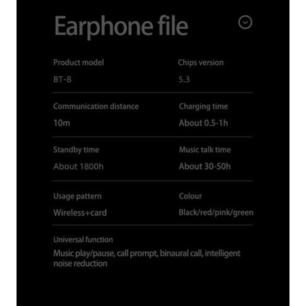 BT8 Wireless Bluetooth Earphones Outdoor Sports Headset With Charging Bin Display Touch Control 3