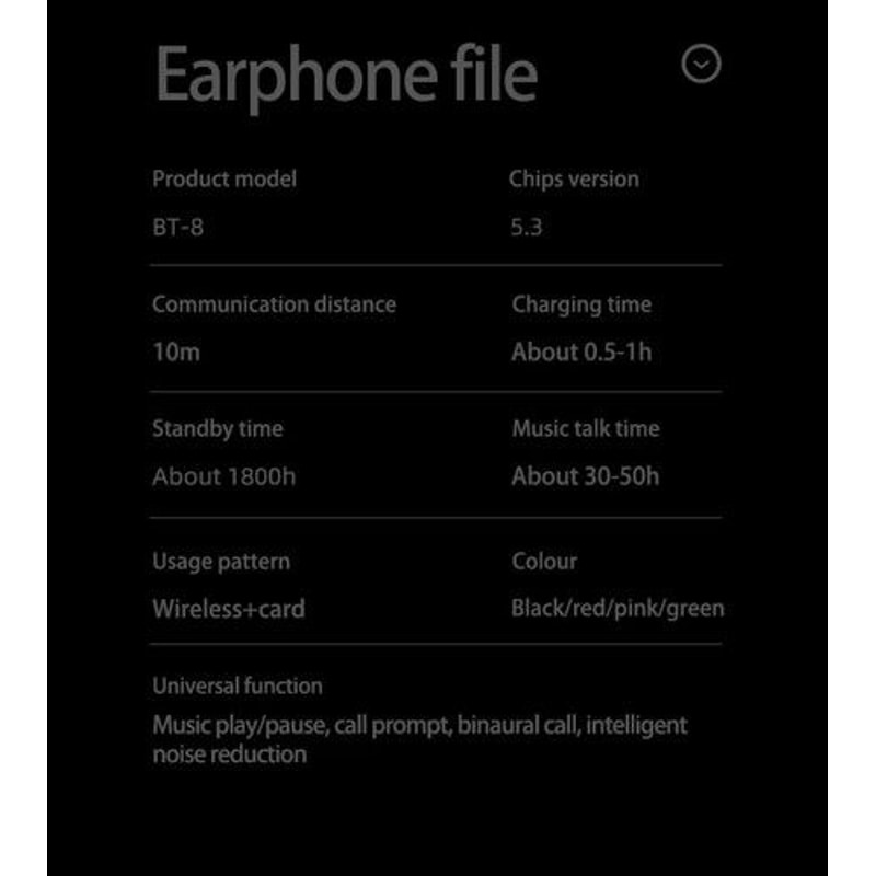 BT8 Wireless Bluetooth Earphones Outdoor Sports Headset With Charging Bin Display Touch Control 3