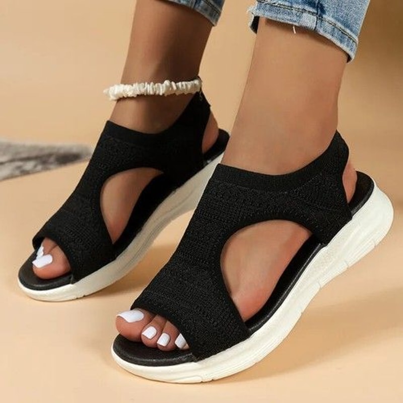Women Summer 2024 Mesh Fish Platform Sandals Open Toe Wedge Slip On Casual Shoes 2