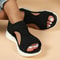 Women Summer 2024 Mesh Fish Platform Sandals Open Toe Wedge Slip On Casual Shoes 6