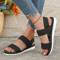 Women Black Lace Up Flat Sandals With Anti Slip Sole And Matching Color Design 0