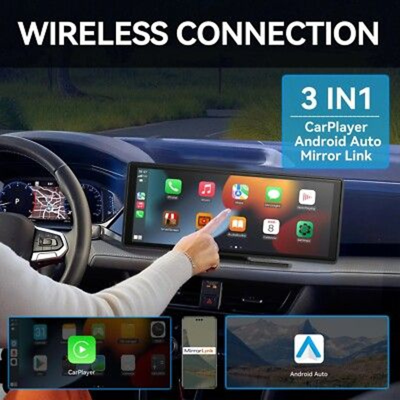 1026 Wireless CarPlay  Android Auto Mirror Screen With Bluetooth And USB Multimedia Playback 1