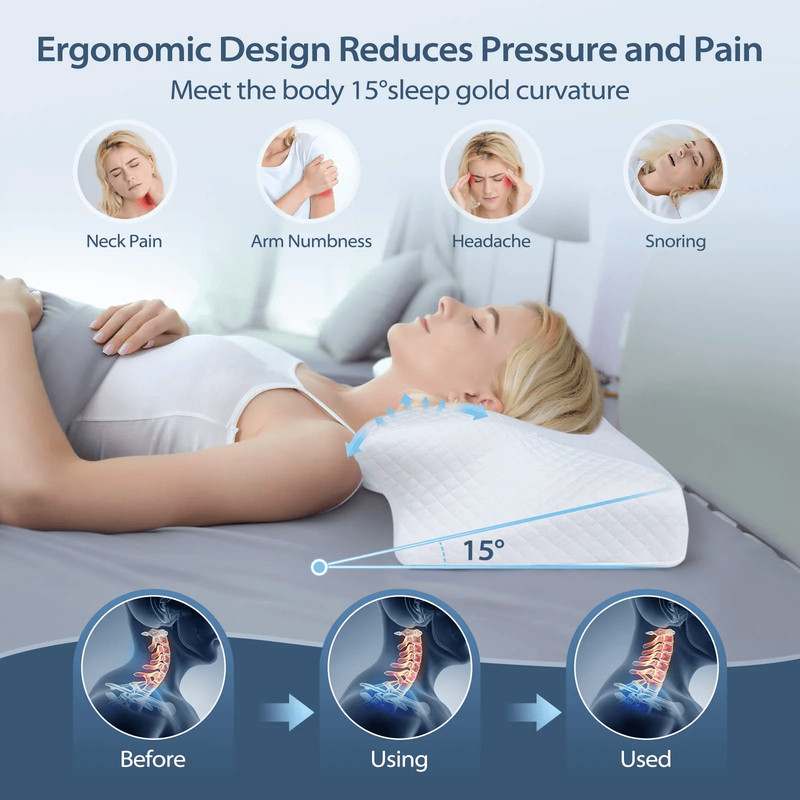 Orthopedic Memory Foam Cervical Pillow Ergonomic Neck Support For Pain Relief 1