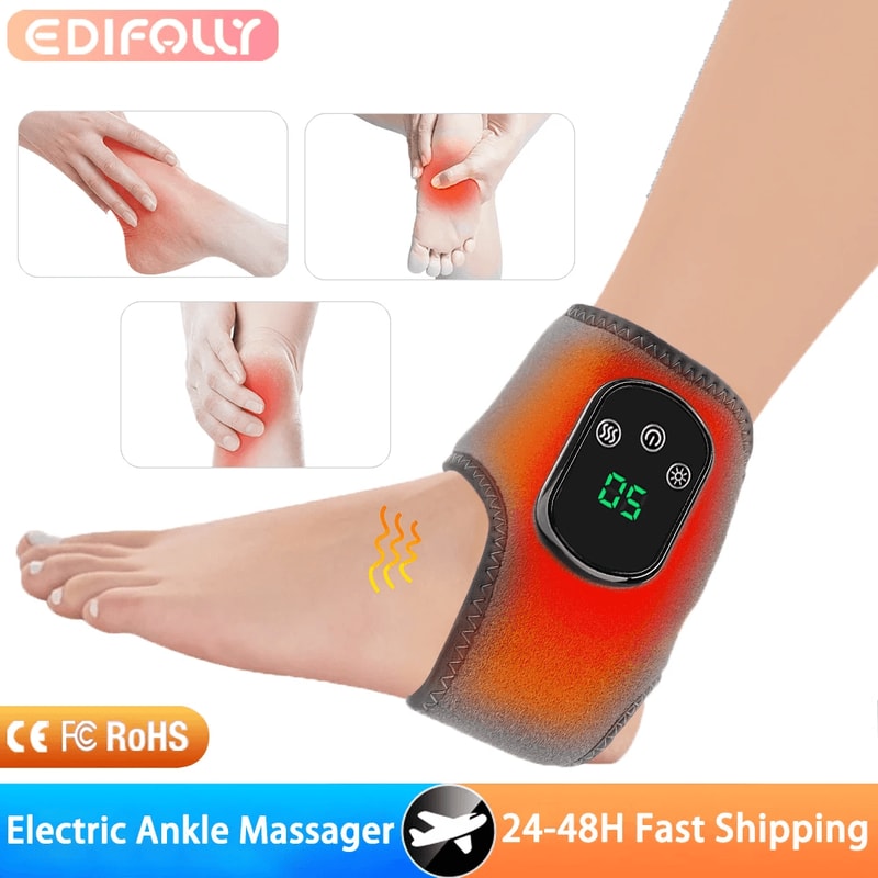 Electric Ankle Massager With Vibration Infrared Heat Muscle Relaxation Joint Pain Relief Support 0