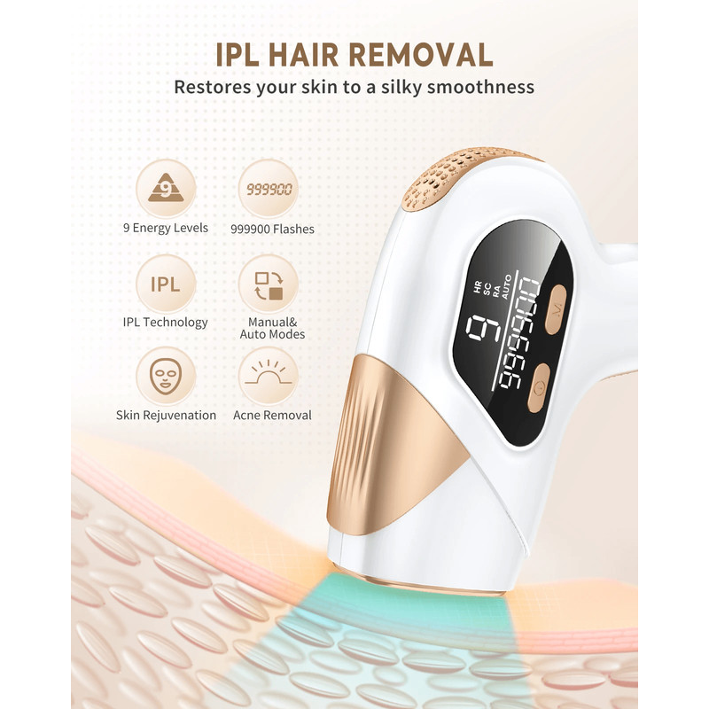 IPL Laser Hair Removal Device  999900 Flashes 9 Energy Levels For Face Underarms Bikini  Body 1